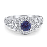 Art Deco Round Natural Stone Filigree Ring