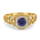 Art Deco Round Natural Stone Filigree Ring