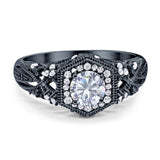 Art Deco Round Natural Stone Filigree Ring