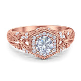 Art Deco Round Natural Stone Filigree Ring