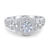 Art Deco Round Natural Stone Filigree Ring
