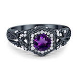 Art Deco Round Natural Stone Filigree Ring