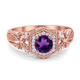 Art Deco Round Natural Stone Filigree Ring