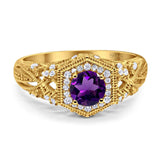 Art Deco Round Natural Stone Filigree Ring