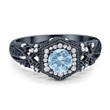 Art Deco Round Natural Stone Filigree Ring