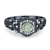 Art Deco Round Natural Stone Filigree Ring