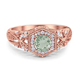 Art Deco Round Natural Stone Filigree Ring