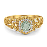 Art Deco Round Natural Stone Filigree Ring