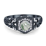 Art Deco Round Natural Stone Filigree Ring