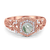 Art Deco Round Natural Stone Filigree Ring