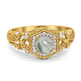 Art Deco Round Natural Stone Filigree Ring