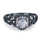 Art Deco Round Natural Stone Filigree Ring