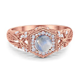 Art Deco Round Natural Stone Filigree Ring
