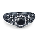 Art Deco Round Natural Stone Filigree Ring