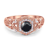 Art Deco Round Natural Stone Filigree Ring