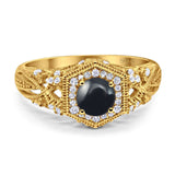 Art Deco Round Natural Stone Filigree Ring
