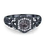 Art Deco Round Natural Stone Filigree Ring