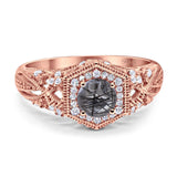 Art Deco Round Natural Stone Filigree Ring