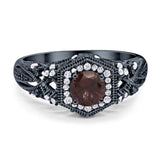 Art Deco Round Natural Stone Filigree Ring