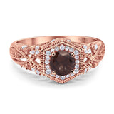 Art Deco Round Natural Stone Filigree Ring