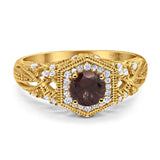 Art Deco Round Natural Stone Filigree Ring