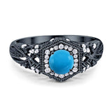 Art Deco Round Natural Stone Filigree Ring