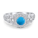 Art Deco Round Natural Stone Filigree Ring