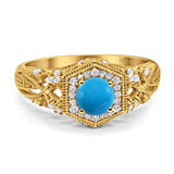 Art Deco Round Natural Stone Filigree Ring