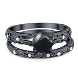 Two Piece Round Natural Stone Bridal Ring