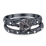 Two Piece Round Natural Stone Bridal Ring