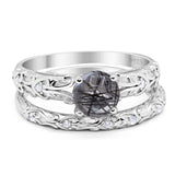 Two Piece Round Natural Stone Bridal Ring