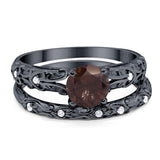 Two Piece Round Natural Stone Bridal Ring