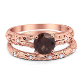Two Piece Round Natural Stone Bridal Ring