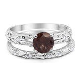 Two Piece Round Natural Stone Bridal Ring