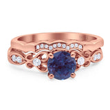 Two Piece Round Natural Stone Filigree Ring