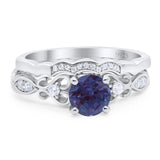 Two Piece Round Natural Stone Filigree Ring