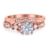 Two Piece Round Natural Stone Filigree Ring