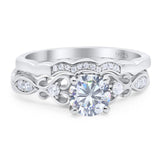 Two Piece Round Natural Stone Filigree Ring