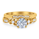Two Piece Round Natural Stone Filigree Ring