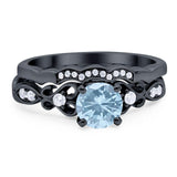 Two Piece Round Natural Stone Filigree Ring