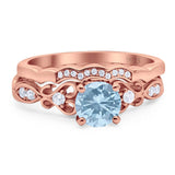 Two Piece Round Natural Stone Filigree Ring