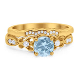 Two Piece Round Natural Stone Filigree Ring