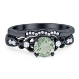 Two Piece Round Natural Stone Filigree Ring