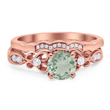 Two Piece Round Natural Stone Filigree Ring