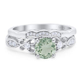 Two Piece Round Natural Stone Filigree Ring