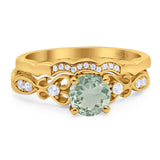 Two Piece Round Natural Stone Filigree Ring