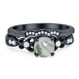 Two Piece Round Natural Stone Filigree Ring