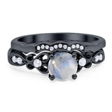 Two Piece Round Natural Stone Filigree Ring