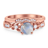 Two Piece Round Natural Stone Filigree Ring