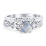Two Piece Round Natural Stone Filigree Ring